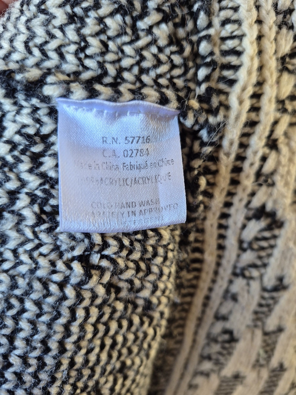 Papillon Blanc Cream and Black Knit Open Cardigan Sweater - Picture 4 of 4